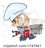 Cartoon Boy Chef Carrying A Pasta Pot