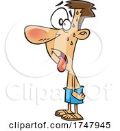 Cartoon Man Sweating In A Heat Wave