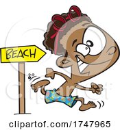Cartoon Boy Running To The Beach