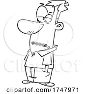 Black And White Cartoon Silenced Man With A Zippered Mouth