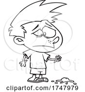 Poster, Art Print Of Black And White Cartoon Boy Dropping His Ice Cream