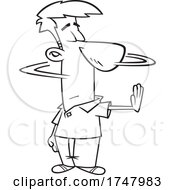 Poster, Art Print Of Black And White Cartoon Man Gesturing Stop Ixnay