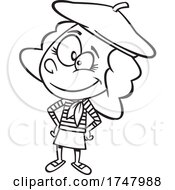 Poster, Art Print Of Black And White Cartoon French Girl