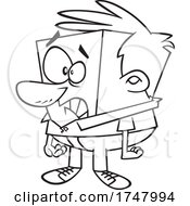Black And White Cartoon Man Being A Square