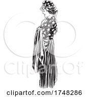 Poster, Art Print Of Grieving American Woman Draped In Stars And Stripes