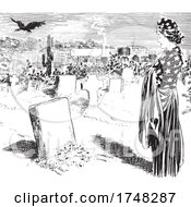 Poster, Art Print Of Grieving American Woman In A Cemetery
