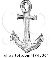 Poster, Art Print Of Ship Anchor Nautical Illustration Woodcut Drawing