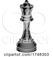 Queen Chess Piece Vintage Woodcut Style Concept