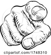 Poster, Art Print Of Hand Pointing Finger At You Vintage Woodcut Style