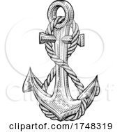 Ship Anchor And Rope Nautical Illustration Woodcut by AtStockIllustration