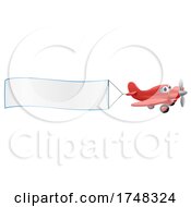 Airplane Pulling Banner Cartoon Character