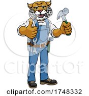 Poster, Art Print Of Wildcat Mascot Carpenter Handyman Holding Hammer
