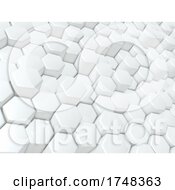 3D Abstract Background With Glossy Extruding Hexagons