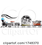Poster, Art Print Of Woodcut Style Lunar Locomotive
