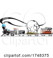 Poster, Art Print Of Woodcut Style Piggy Bank Locomotive