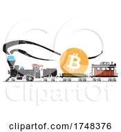 Poster, Art Print Of Woodcut Bitcoin Train