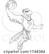 Poster, Art Print Of Bald Eagle Mascot Dunking A Basketball Black And White