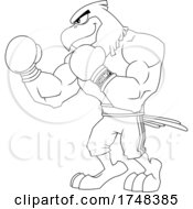 Poster, Art Print Of Bald Eagle Mascot Boxer Black And White