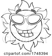 Poster, Art Print Of Summer Sun Character Wearing Shades Black And White