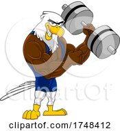 Bald Eagle Mascot Body Builder Doing Bicep Curls