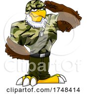 Poster, Art Print Of Bald Eagle Mascot Soldier Saluting