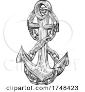 A Ship Anchor And Chain Nautical Woodcut Drawing by AtStockIllustration