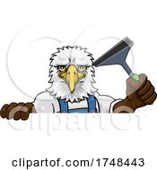Eagle Car Or Window Cleaner Holding Squeegee by AtStockIllustration