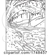 Poster, Art Print Of Wind Cave National Park Located In The Southwestern Corner Of South Dakota United States Mono Line Or Monoline Black And White Line Art