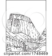 Poster, Art Print Of The Golden Throne Within Capitol Reef National Park Located In Wayne County Utah United States Mono Line Or Monoline Black And White Line Art