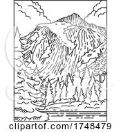 Poster, Art Print Of North Cascades National Park Located In Northern Washington State United States Mono Line Or Monoline Black And White Line Art