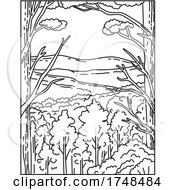 Poster, Art Print Of Ouachita Mountain Range Or Ouachitas Located In Hot Springs National Park Arkansas United States Mono Line Or Monoline Black And White Line Art