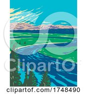 Poster, Art Print Of Yellowstone River In Hayden Valley Located In Yellowstone National Park Wyoming United States Of America Wpa Poster Art
