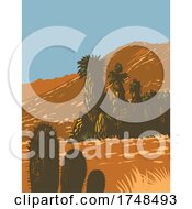 Cactus And Desert Fan Palm Growing In Santa Rosa And San Jacinto Mountains National Monument In Palm Desert California United States WPA Poster Art