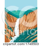 Lower Yellowstone Falls Within Yellowstone National Park Located In Wyoming USA WPA Poster Art