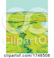 Poster, Art Print Of A River Snaking Its Way Through The Tundra In Southeast Cape Krusenstern National Monument Located In Alaska United States Wpa Poster Art