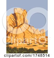 Narrow Faulted Mountain Chains And Flat Arid Valleys Or Basins Within Basin And Range National Monument In Lincoln And Nye County Nevada USA WPA Poster Art