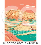Poster, Art Print Of Dramatic Landscape Of Layered Rock Formations In Badlands National Park South Dakota United States Of America Wpa Poster Art