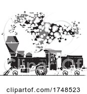 Poster, Art Print Of Woodcut Style Covid 19 Locomotive