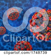 Poster, Art Print Of 3d Medical Background With Covid 19 Virus Cells