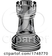 Poster, Art Print Of Rook Chess Piece Vintage Woodcut Style Concept