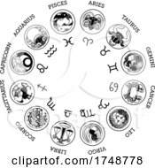 Astrological Horoscope Zodiac Star Signs Icon Set by AtStockIllustration