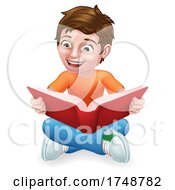 Boy Child Kid Cartoon Character Reading A Book