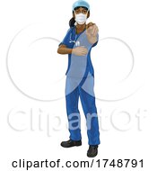 Doctor Or Nurse Woman In Scrubs Uniform Pointing
