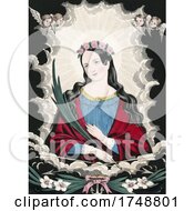 Poster, Art Print Of Saint Philomena Holding A Palm With Angels Arrows And An Anchor