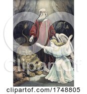Poster, Art Print Of Daniel In The LionS Den With An Angel