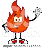 Cartoon Waving Flame Character