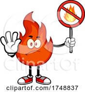 Poster, Art Print Of Cartoon Flame Character Holding A No Fires Sign