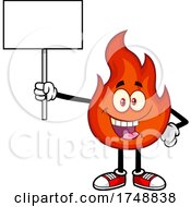 Poster, Art Print Of Cartoon Flame Character Holding A Sign