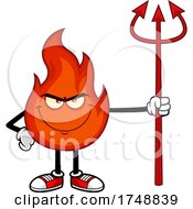 Cartoon Flame Character With A Devil Pitchfork