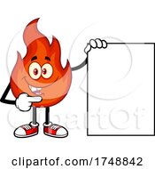 Cartoon Flame Character Holding A Sign